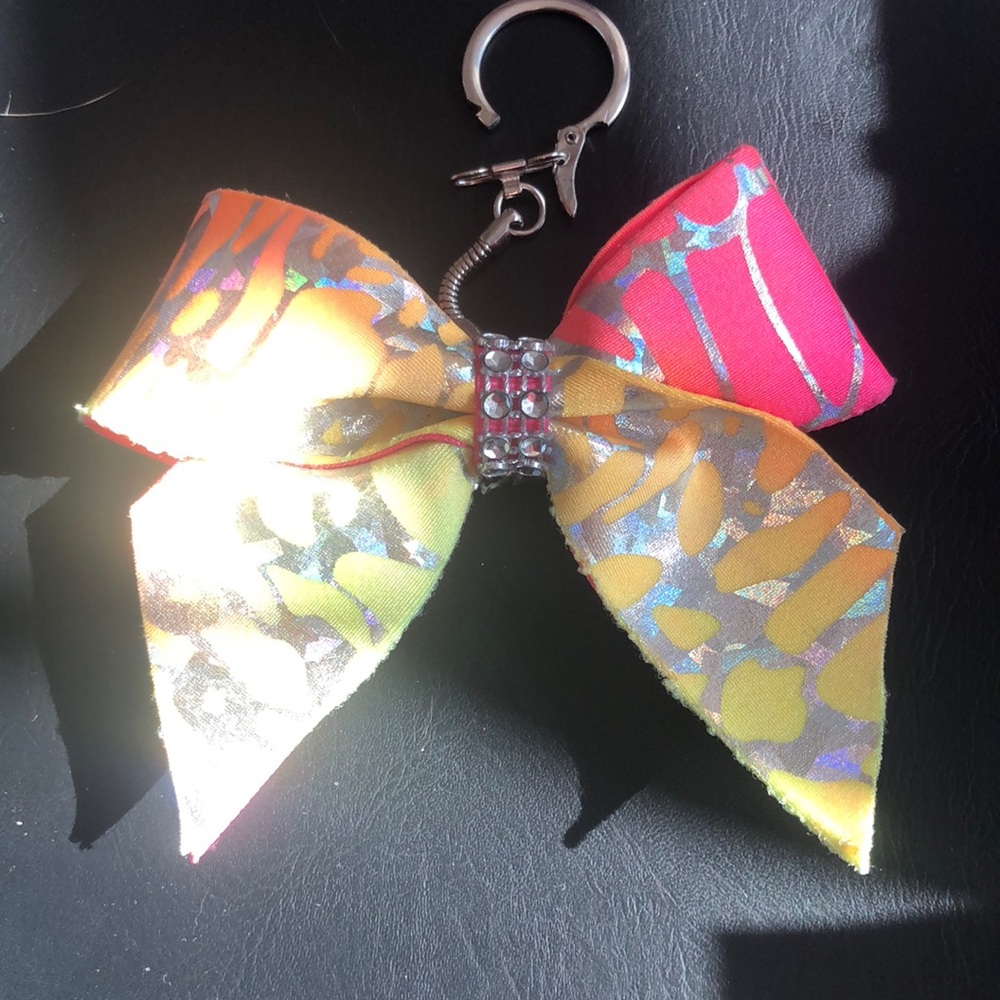 Mini cheer bow keychain multi color